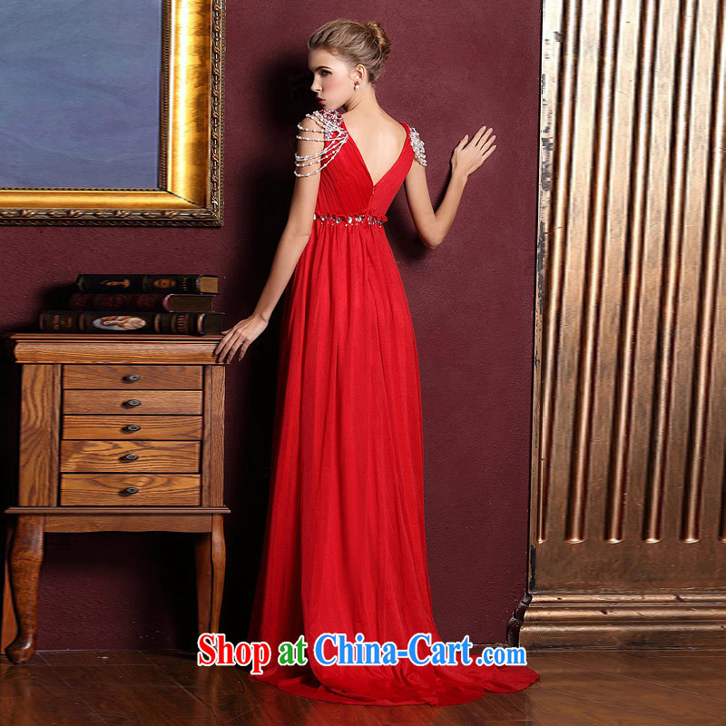 The bride's wedding dresses red dress uniform toast high waist cultivating long dress V collar 281 M, the bride, shopping on the Internet