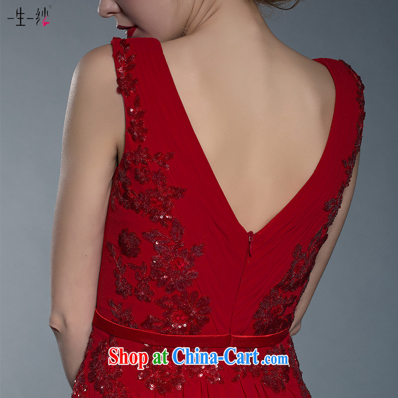 A yarn wedding dresses 2015 New Red bridal toast dress Deep V collar dress skirt 402401351 red XXL code 20 days pre-sale, a yarn, shopping on the Internet