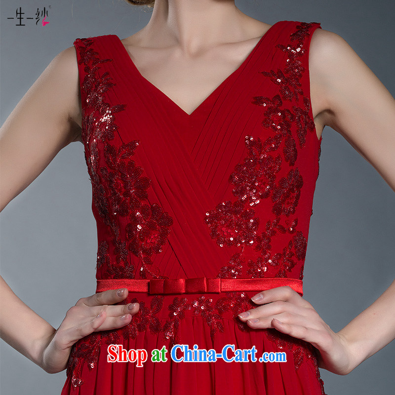 A yarn wedding dresses 2015 New Red bridal toast dress Deep V collar dress skirt 402401351 red XXL code 20 days pre-sale, a yarn, shopping on the Internet