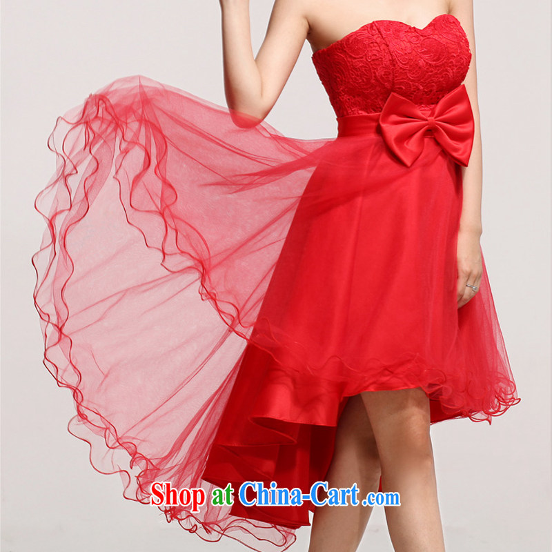 Diane M Ki Red Front Short, Long water-soluble lace heart-shaped smears chest bridal toast Stage service shadow floor photo red L, Diane M-kay, shopping on the Internet