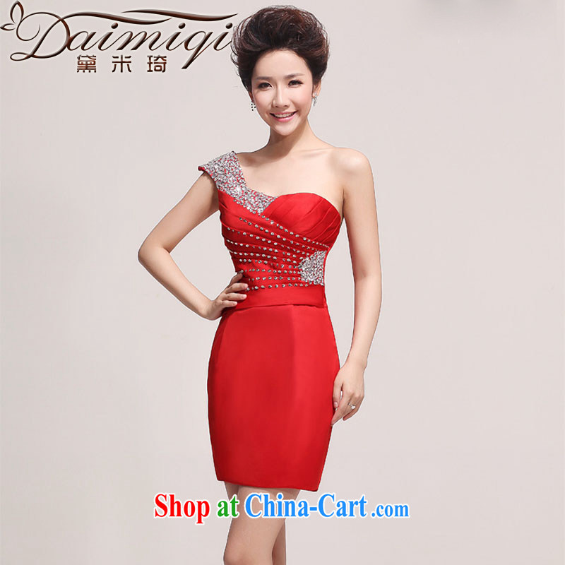 Diane M Ki wedding dresses 2013 new the wedding dress skirt short red banquet style single shoulder small dress skirt red XXL