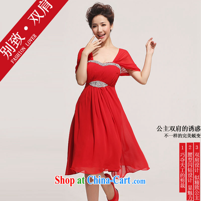 Diane M Ki wedding dresses 2014 new marriages served toast red short, thick MM graphics thin package shoulder, red XXL