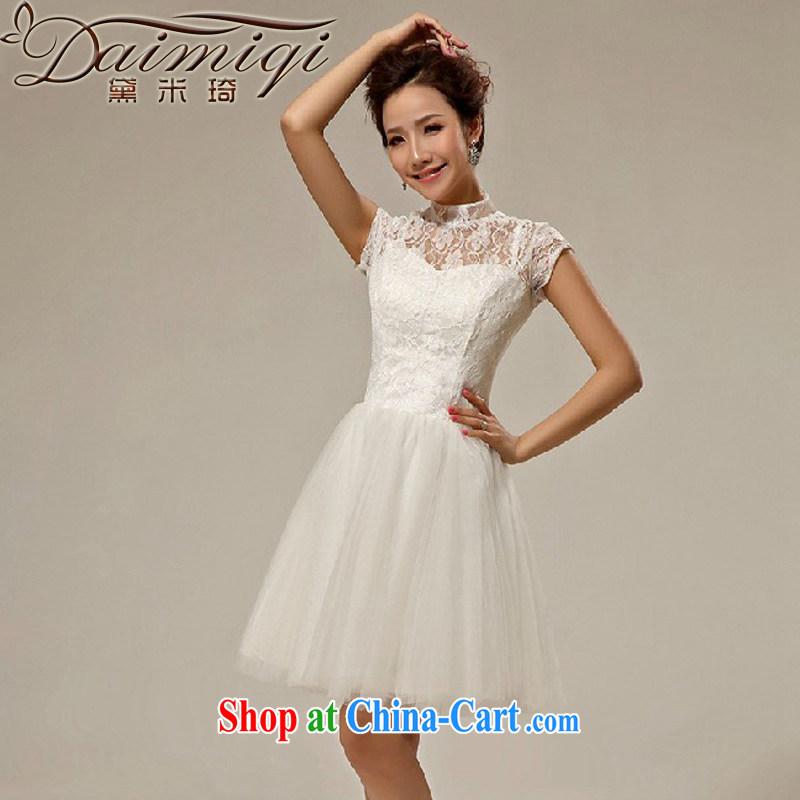 Diane M Ki retro lace short, bridal bridesmaid wedding dresses small skirt stylish lace bows clothing bridesmaid clothing white S