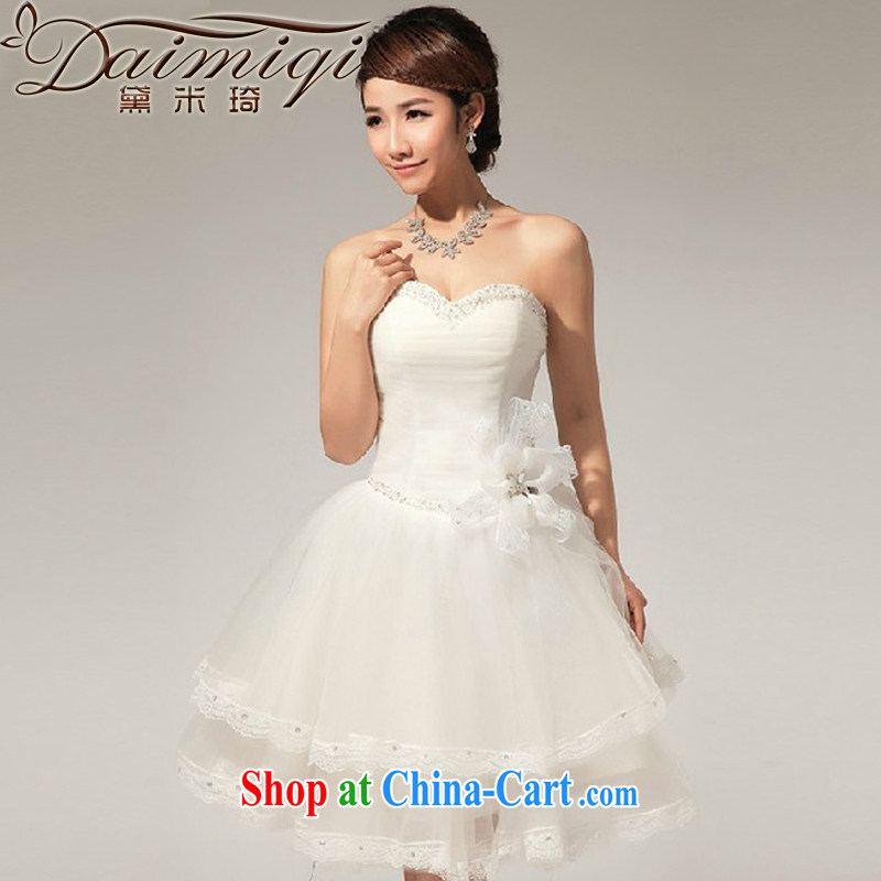 Diane M Qi 2013 Korean wedding dresses bare chest V collar inserts drill manual lace lace shaggy small dress dress white XXL