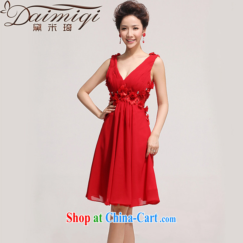 Diane M Ki bridal star wedding dresses bows new 2014 red stylish long evening dress short M