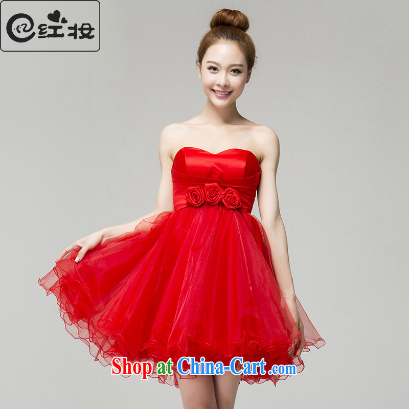 Recall that Namibia Red Cross spring and summer bridesmaid dress red short marriages chest wiped shaggy dress dinner toast small dress skirt L 13,791 red XL