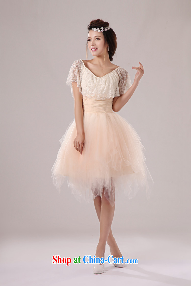 2014 new dress short skirt bridal bridesmaid toast serving serving cuff Princess wedding small short skirt dress Korean double-shoulder lace straps shaggy dress champagne color XXL pictures, price, brand platters! Elections are good character, the national distribution, so why buy now enjoy more preferential! Health