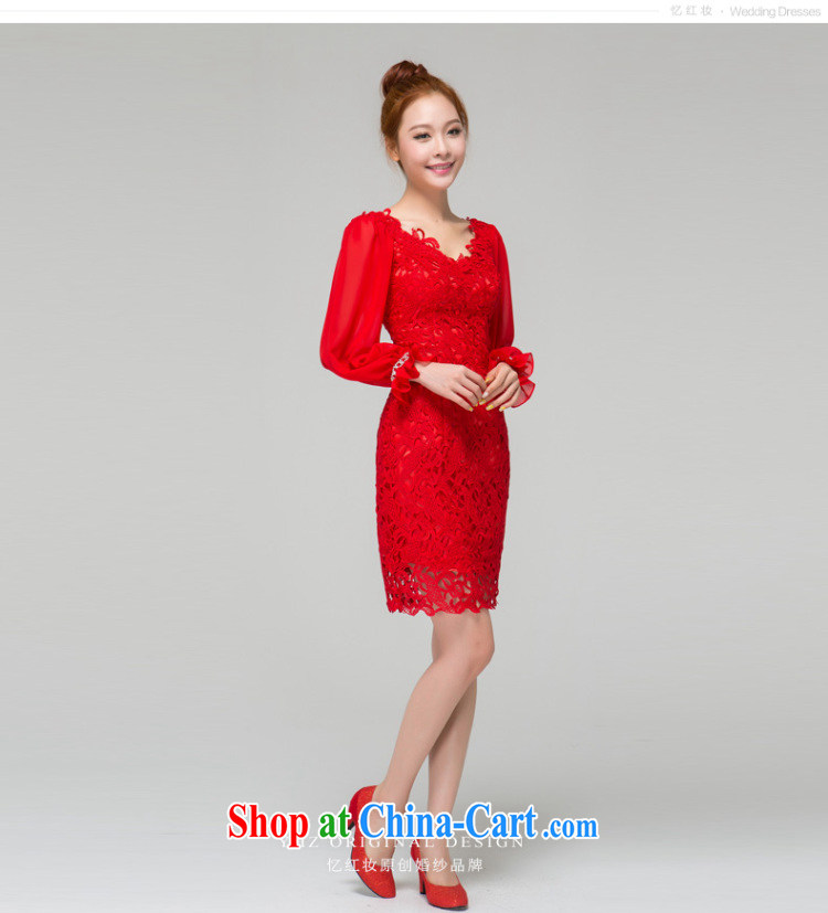 Recall that the red makeup spring/summer bridal wedding dress new stylish beauty V collar red lace bridesmaid short, long-sleeved toast L serving 13,771 red XL pictures, price, brand platters! Elections are good character, the national distribution, so why buy now enjoy more preferential! Health