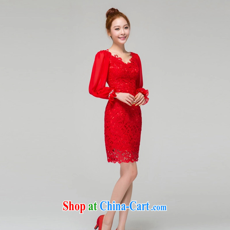Recall that the red makeup spring and summer bridal wedding dress new stylish beauty V collar red lace bridesmaid short, long-sleeved toast L serving 13,771 red XL, recalling that the red makeup, shopping on the Internet