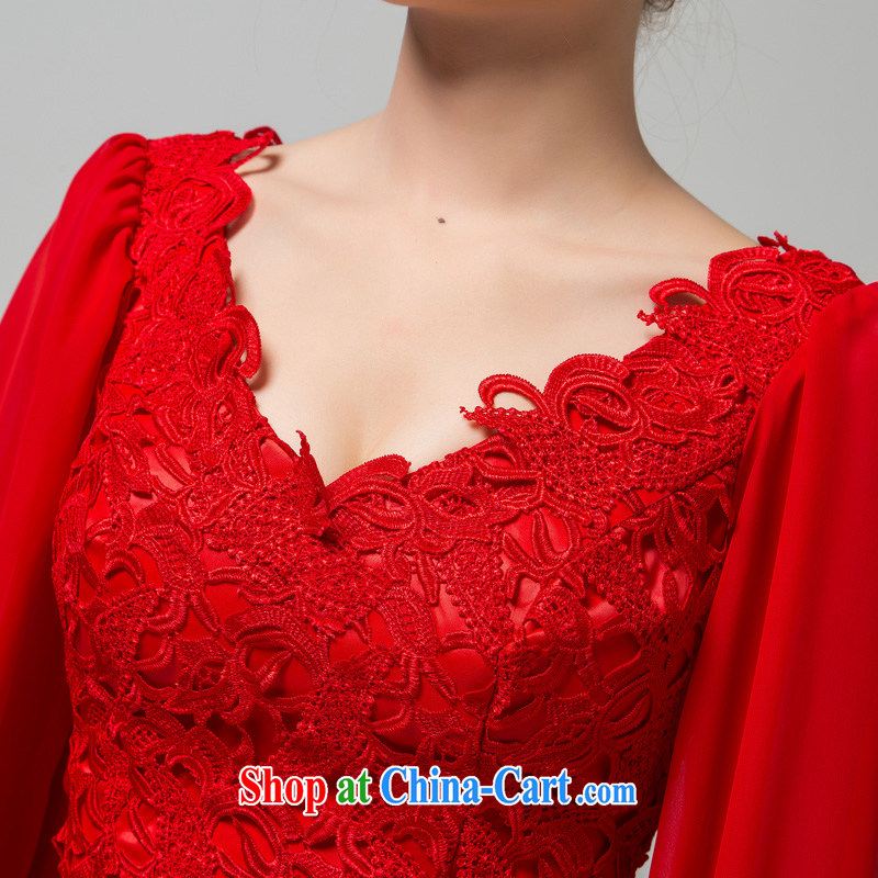 Recall that the red makeup spring and summer bridal wedding dress new stylish beauty V collar red lace bridesmaid short, long-sleeved toast L serving 13,771 red XL, recalling that the red makeup, shopping on the Internet