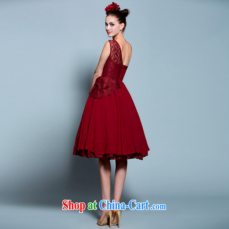 A yarn 2015 new single shoulder lace shaggy dress bridal toast annual service small dress wine red 20230642 red XXL code 15 days pre-sale, a yarn, shopping on the Internet