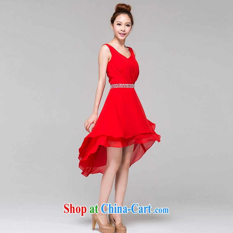 Recall that the red makeup spring and summer bridesmaid before after short length dual-shoulder dress V collar marriages bows dress 2015 new L 13,802 red M, recalling that the red makeup, shopping on the Internet