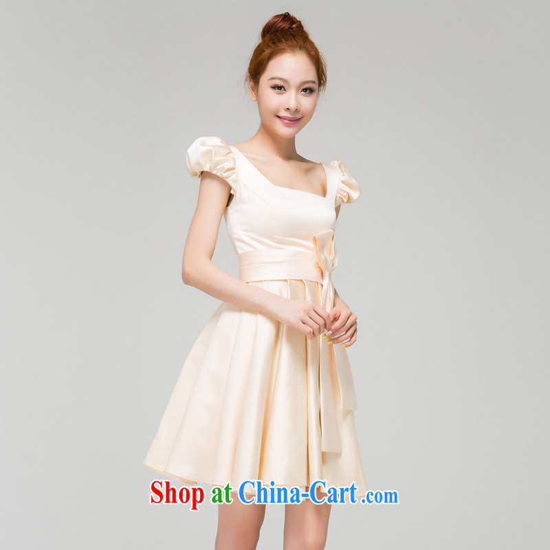 Recall that the red makeup spring and summer bridesmaid dresses small short bridal champagne color bows shoulders dress sister skirt Spring Summer L 13,787 champagne color M, recalling that the red makeup, shopping on the Internet