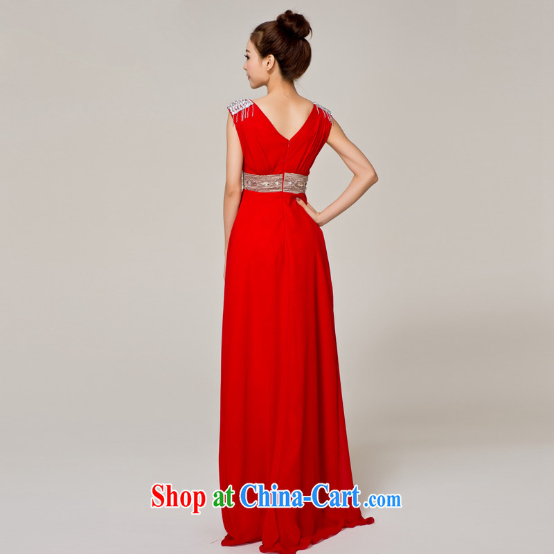 Recall that Namibia Red Cross summer 2015 new bridesmaid dress long dual-shoulder champagne color toast wedding clothes dress high waist pregnant women to wear L 12,108 red XL, recalling that the red makeup, shopping on the Internet