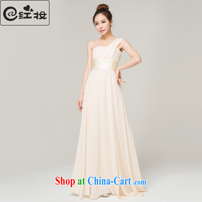 Recall that the red makeup summer 2015 new bridesmaid dresses, long moderator Ms. dress single shoulder cultivating champagne toast service L 13,753 champagne color XL