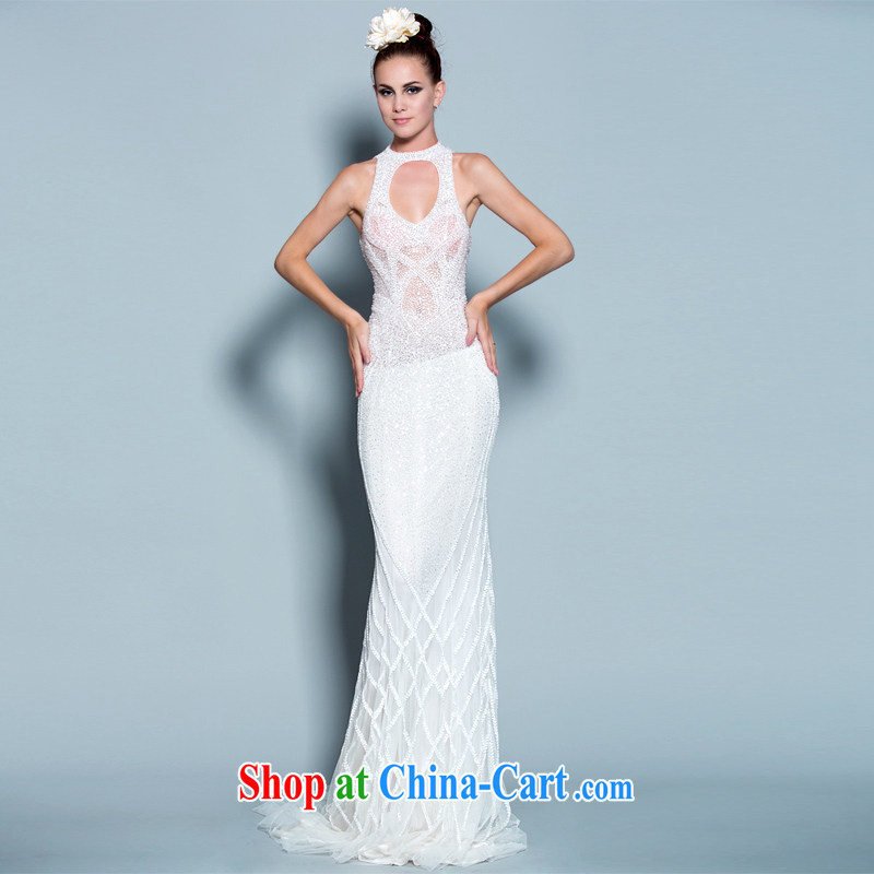 A yarn 2015 New Full diamond luxury wedding to manually set Pearl dress Original Design designer exclusive custom 30250816 white XXL code 40 days pre-sale