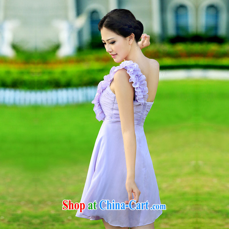 The bride's single shoulder small purple dress wedding dress 2015 new bridesmaid dress short L 330, a bride, shopping on the Internet