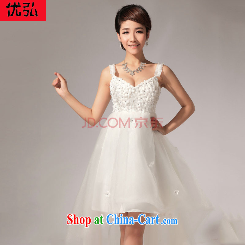 Optimize Hung-Princess shaggy dress spring 2014 short Korean bridal bridesmaid dresses small short before long XS 7155 white XXL
