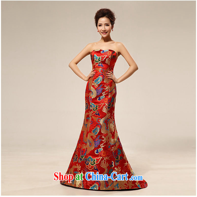 Optimize video 2014 spring and summer new single shoulder evening dress long performances, serving marriages served toast wedding dresses XS 7107 red XXL