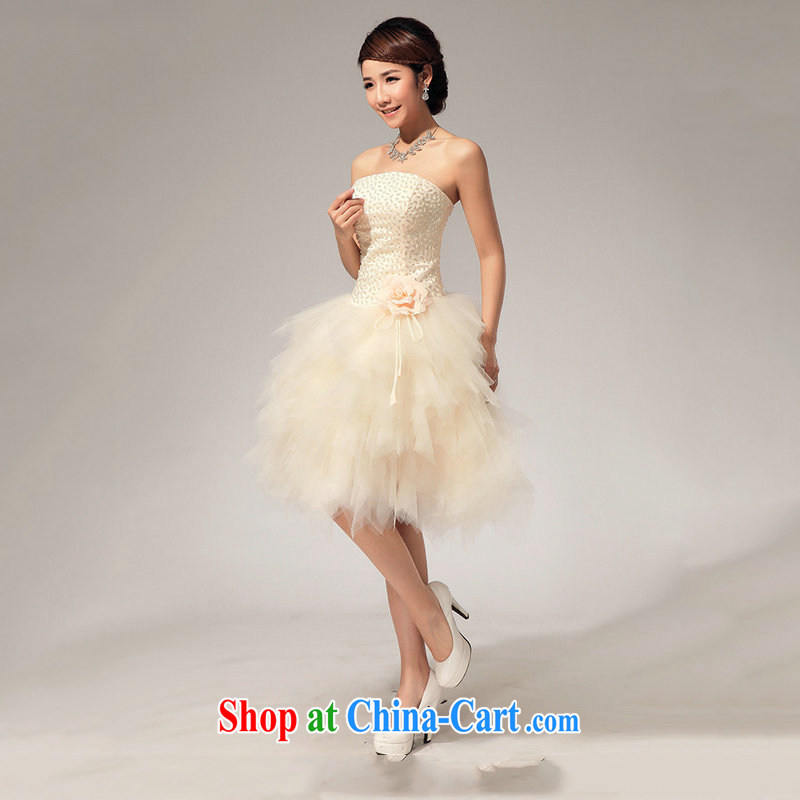 Optimize Hung-sister's bridesmaid clothing stylish erase chest shaggy skirts annual short bridesmaid dress skirt XS 7145 champagne color XXL, optimize, and shopping on the Internet