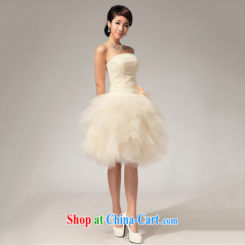 Optimize Hung-sister's bridesmaid clothing stylish erase chest shaggy skirts annual short bridesmaid dress skirt XS 7145 champagne color XXL, optimize, and shopping on the Internet