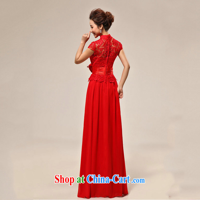 Optimize Hung-new luxury sense of the word shoulder red lace bridal wedding dress qipao XS 7131 red XL, optimize, and shopping on the Internet