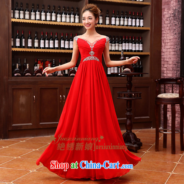 There is embroidery bridal 2015 autumn and winter new bride bridesmaid wedding toast serving evening dress small dress bridal long gown red M Suzhou shipping pictures, price, brand platters! Elections are good character, the national distribution, so why buy now enjoy more preferential! Health