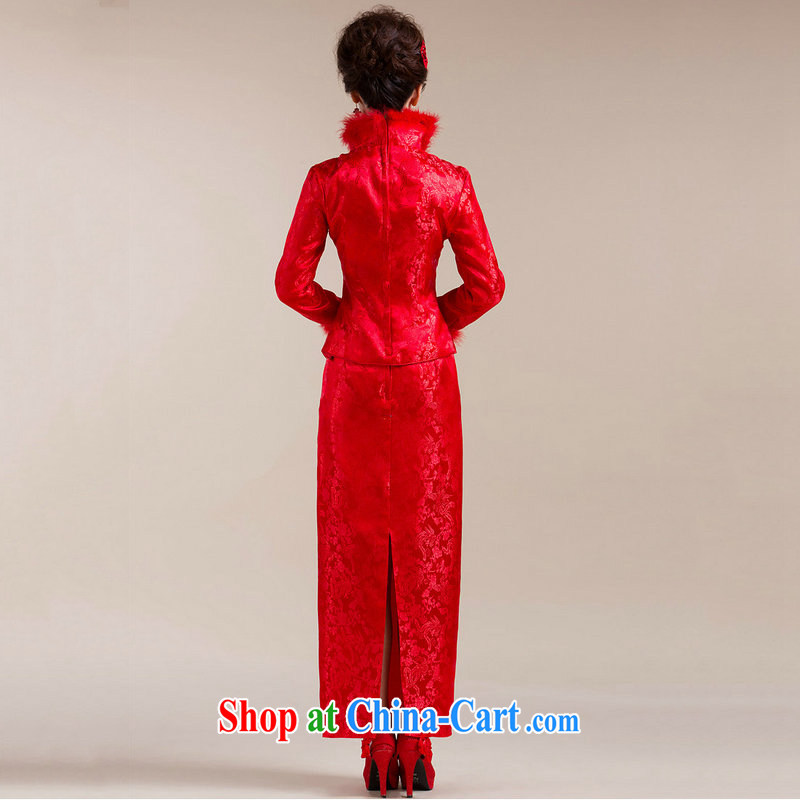 Optimize Hung-new high-collar scarf traditional coin has eschewed the long skirt Chinese wedding dress XS 7149 red XXL, optimize, and shopping on the Internet
