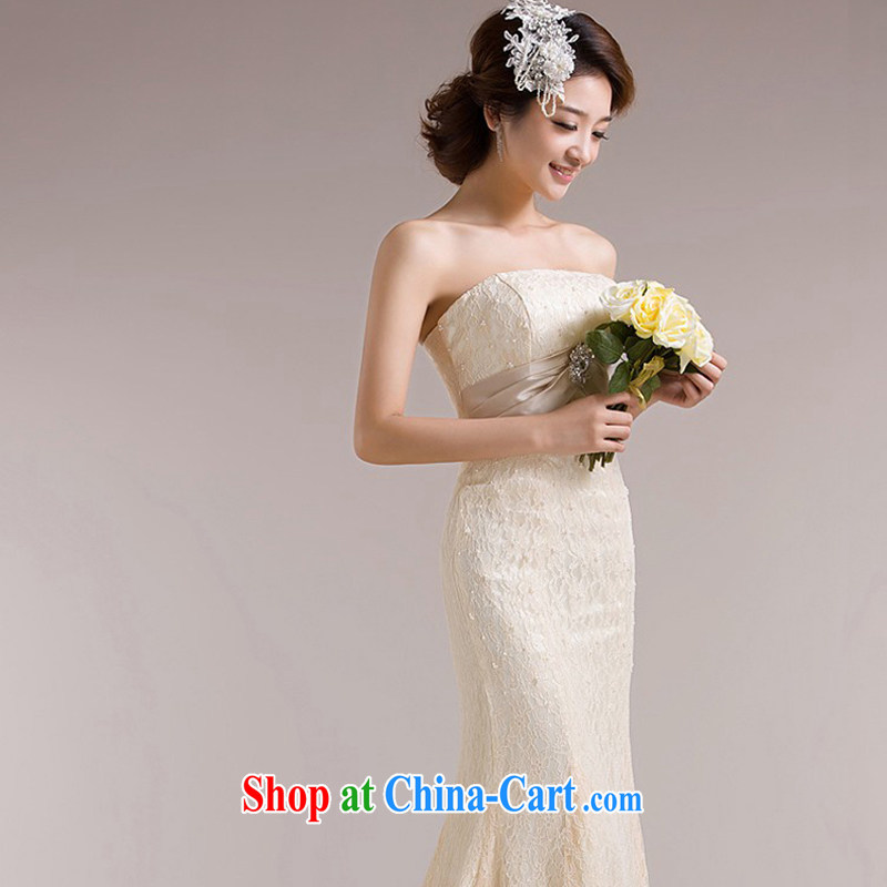 There is embroidery bridal 2015 new, three-dimensional lace Korean crowsfoot-tail tied behind with a theme wedding champagne color made no return, no embroidery bridal, and shopping on the Internet