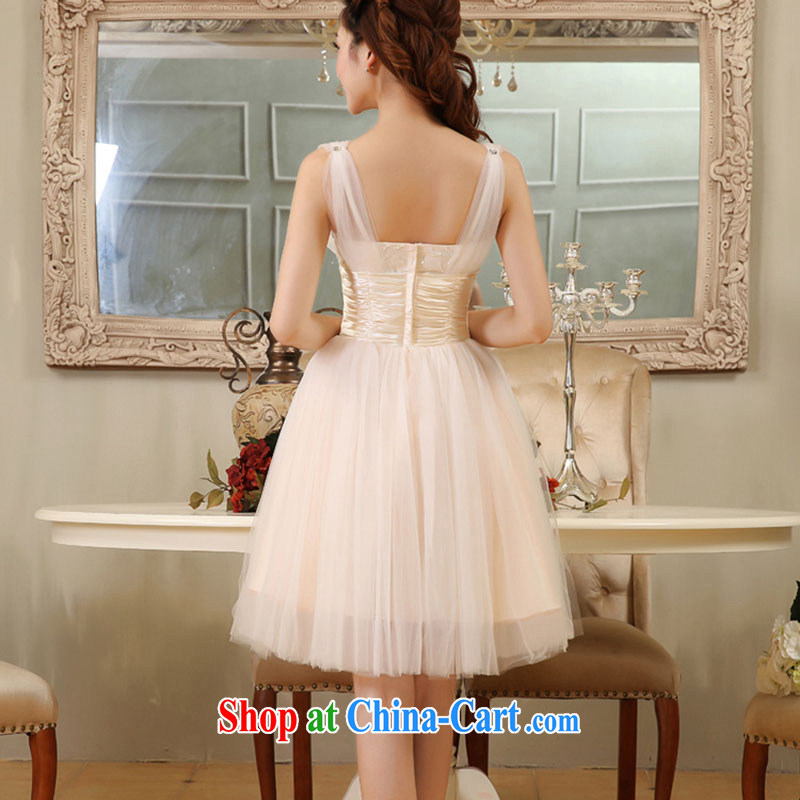 There is embroidery bridal wedding dresses 2015 new short straps bridal bridesmaid dress uniform toasting champagne color made no refunds or exchanges, is by no means a bride, shopping on the Internet