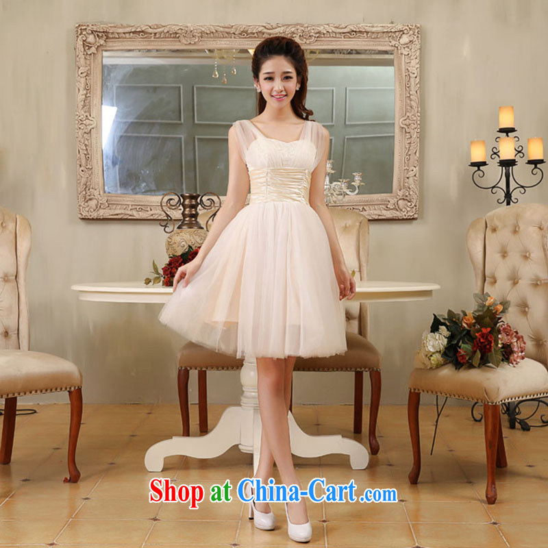 There is embroidery bridal wedding dresses 2015 new short straps bridal bridesmaid dress uniform toasting champagne color made no refunds or exchanges, is by no means a bride, shopping on the Internet