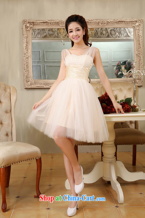 There is embroidery bridal wedding dresses 2015 new short straps bridal bridesmaid dress uniform toasting champagne color the final pictures, price, brand platters! Elections are good character, the national distribution, so why buy now enjoy more preferential! Health