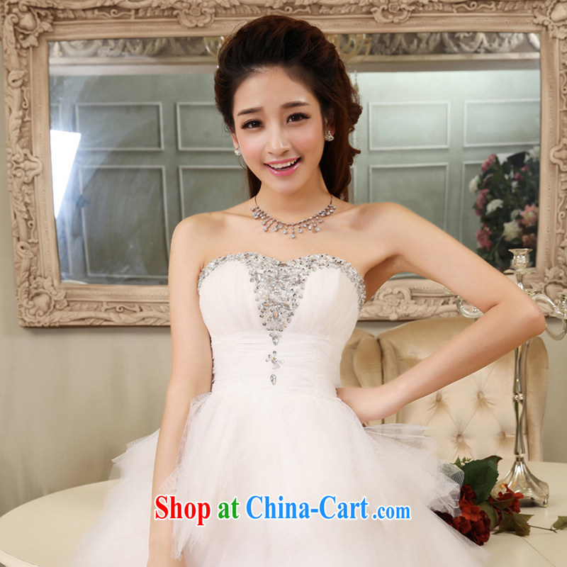 There is embroidery bridal wedding dresses new bride wedding dress wiped his chest parquet drill short bridesmaid dresses small white tie, Suzhou XXL shipment, it is embroidered bride, shopping on the Internet