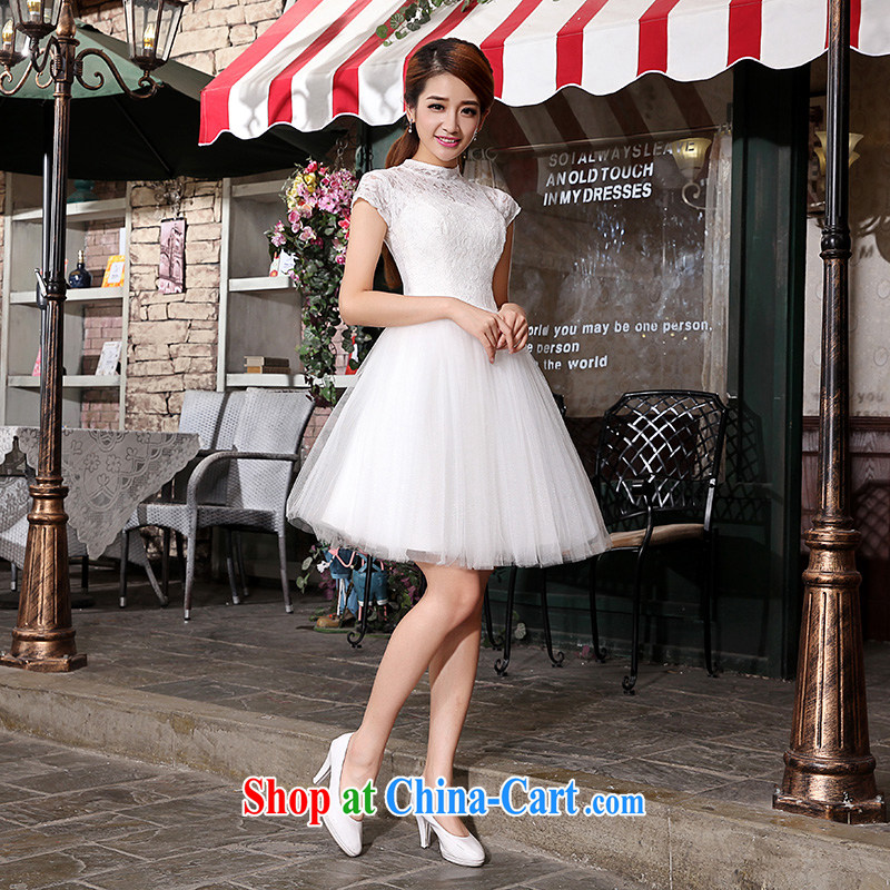 There is embroidery bridal retro lace short, bridal bridesmaid wedding dresses small skirt and stylish lace bows clothing bridesmaid clothing fluorescent color XXL Suzhou shipment and it is absolutely not a bride, shopping on the Internet