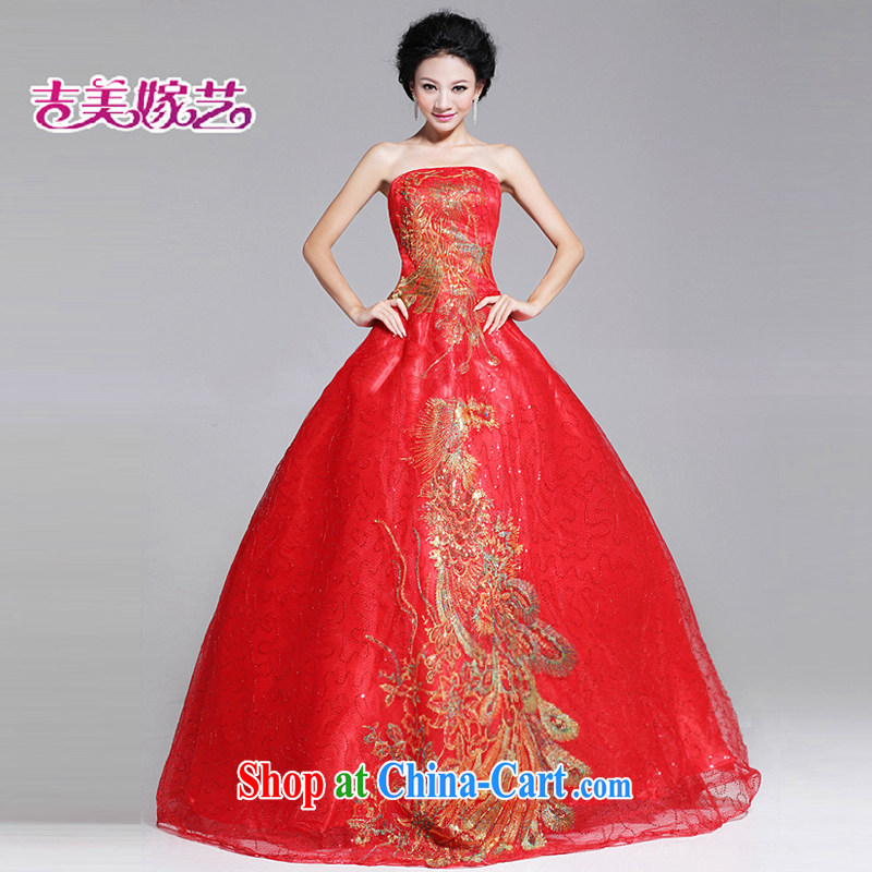 Vladimir Putin, and the wedding dresses Jimmy married arts 2015 new erase chest Korean shaggy dress with LS 040 bridal gown red XXXL
