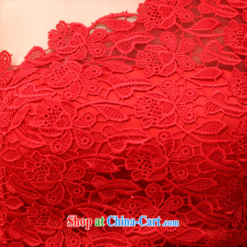 Diane M-kay wedding dresses the shoulder high red lace sexy bride marriage marriage small dress waist beauty and stylish short dress red XXL, Diane M Qi, and shopping on the Internet