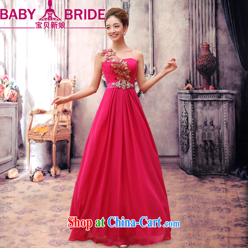 Baby bridal 2014 New Evening Dress long wedding dresses and stylish wedding toast Service Bridal marriage bridesmaid single shoulder the shoulder dresses beauty red XXL