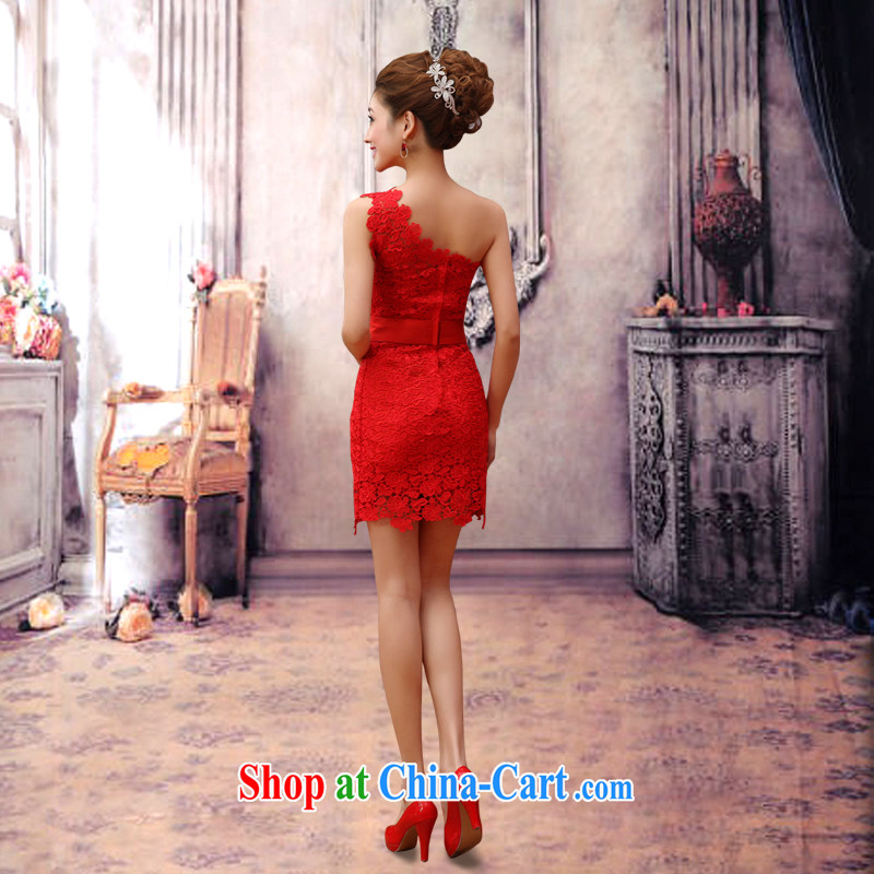 Baby bridal 2014 new spring bridal dresses serving toast wedding dresses red short stylish dresses upscale lace single shoulder dress red XXL, my dear Bride (BABY BPIDEB), online shopping