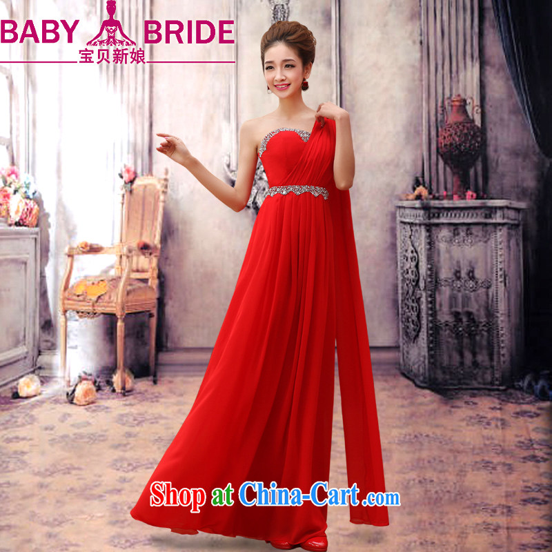 My dear bride 2014 new marriage wedding dresses long Graphics thin red bridal the wedding toast marriage serving the shoulder graphics thin dress red XXL
