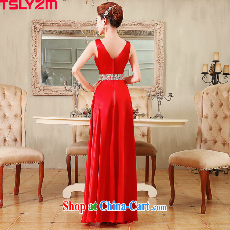 The angels, in summer 2015 new Korean bridal wedding dress red shoulders Deep V toast for evening dress the girls banquet dress stylish red M, Tslyzm, shopping on the Internet