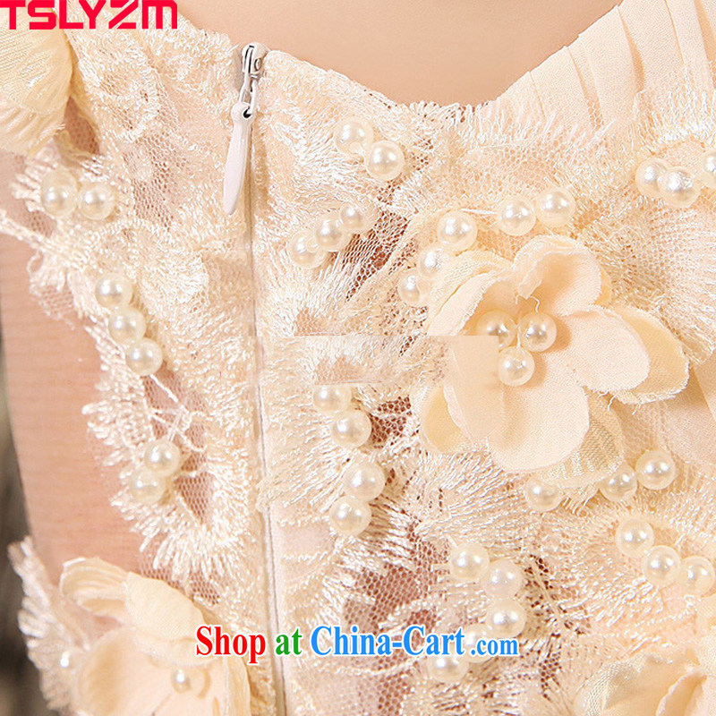 The angels, according to 2014 new parquet drill back exposed marriage bridal dresses serving toast red sweet flowers transparent Web dresses banquet and stylish evening dress red light yellow XL, Tslyzm, shopping on the Internet