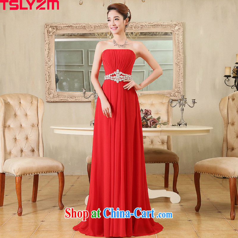 The angels, according to 2015 new marriages served toast wiped chest wedding dress long evening dress luxurious parquet drill fall dresses banquet dress stylish red XL