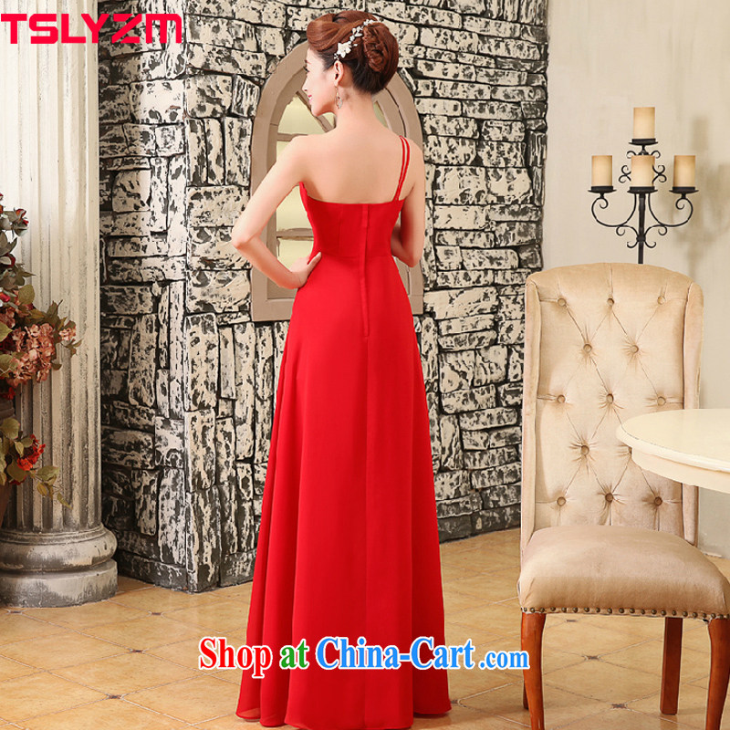 The angels, according to 2014 new Korean marriage toast clothing bridesmaid bridal gown spring long single shoulder snow woven diamond jewelry dresses Evening Dress LF 713 red XL, Tslyzm, shopping on the Internet