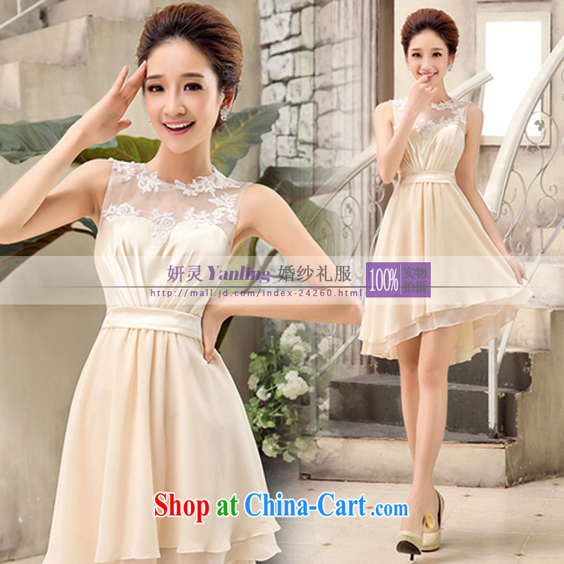 Her spirit Yanling bridesmaid. bridesmaid dress bridesmaid brides with short, small dress the betrothal Evening Show 8812 XLF champagne color XXL, her spirit (Yanling), online shopping