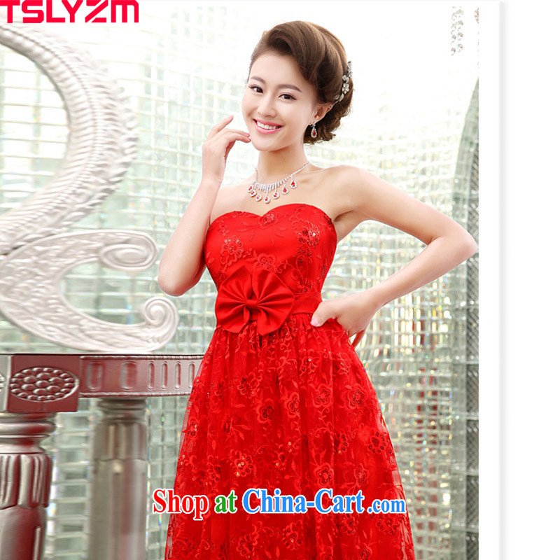 The angels, according to 2015 new bride wedding dress red lace-up waist long stylish red wiped his chest serving toast wedding dinner dress the wedding dress red XXL, Tslyzm, shopping on the Internet