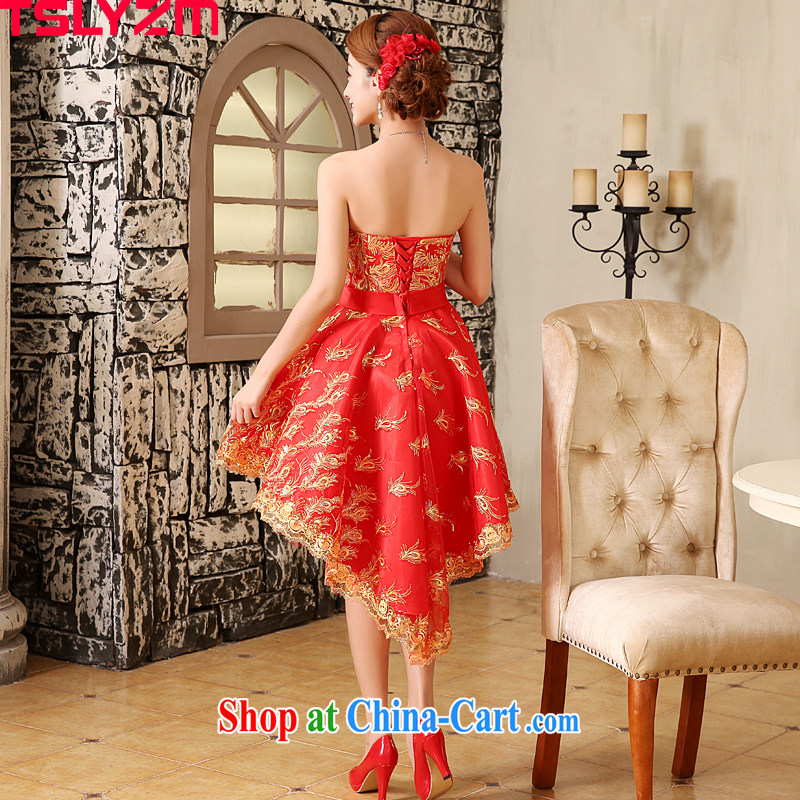The angels, according to 2015 spring and summer new bride short before long after marriage yarn lace red toast serving small dress skirt girls embroidery antique improved stylish red XXL, Tslyzm, shopping on the Internet
