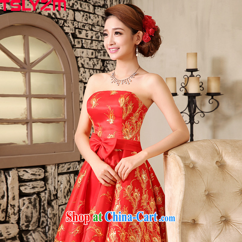 The angels, according to 2015 spring and summer new bride short before long after marriage yarn lace red toast serving small dress skirt girls embroidery antique improved stylish red XXL, Tslyzm, shopping on the Internet