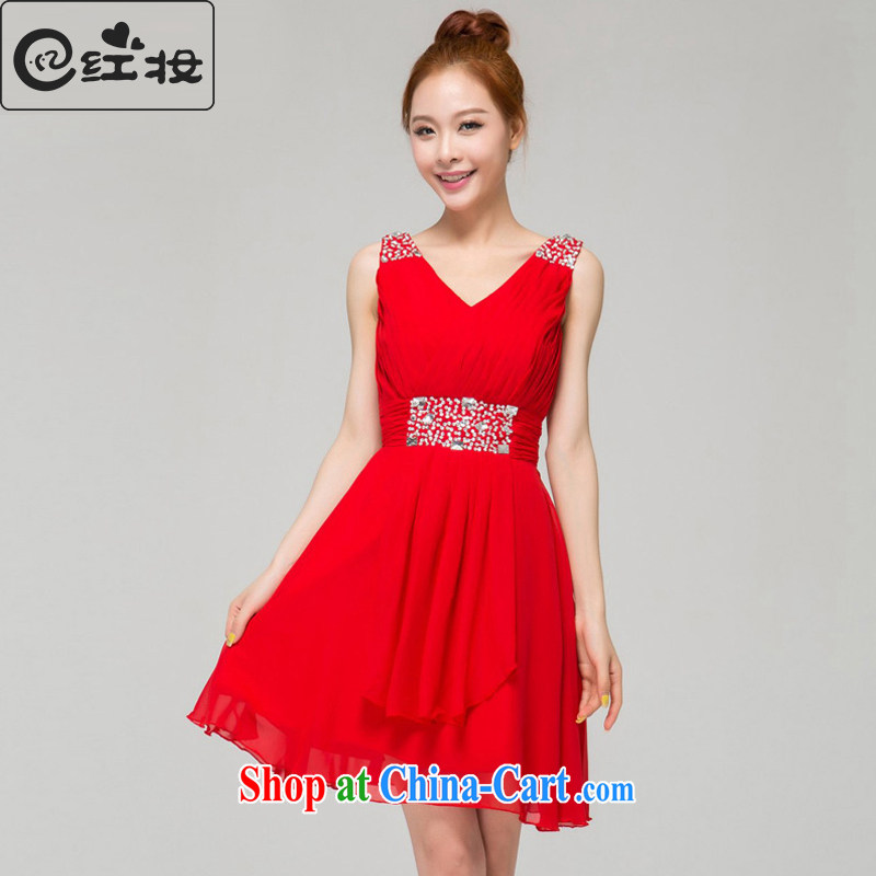 Recall that red Colombia Summer bridal bridesmaid dress red V for cultivating short 2015 new stylish wedding moderator L 13,781 red L