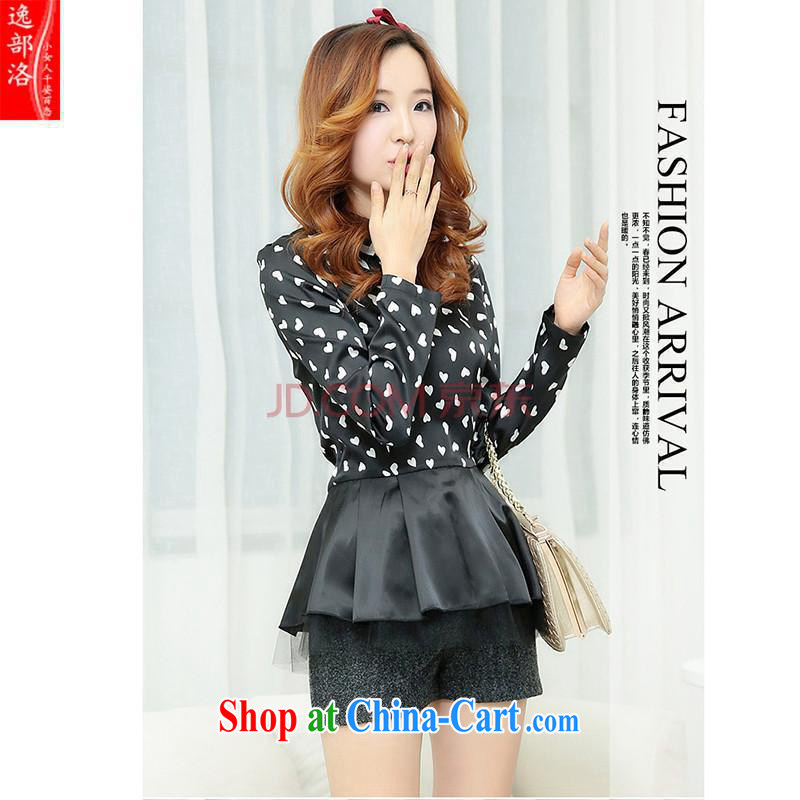 ebulo fall 2014 new shirt, cultivating short skirts and stylish new heart-shaped dresses name Yuan dress xnr black XL