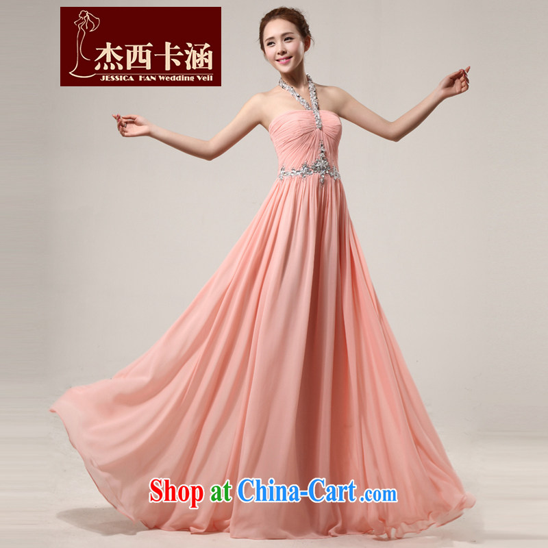 Jessica covers 2014 new wedding dress Korean version is also drilling long evening dress bridesmaid toast service 5018 pink XL